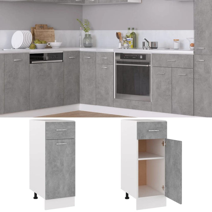 homiuse Schubunterschrank Betongrau 30x46x81,5 cm Kommode KüChenschrank Kommode Mit Schubladen Kommo