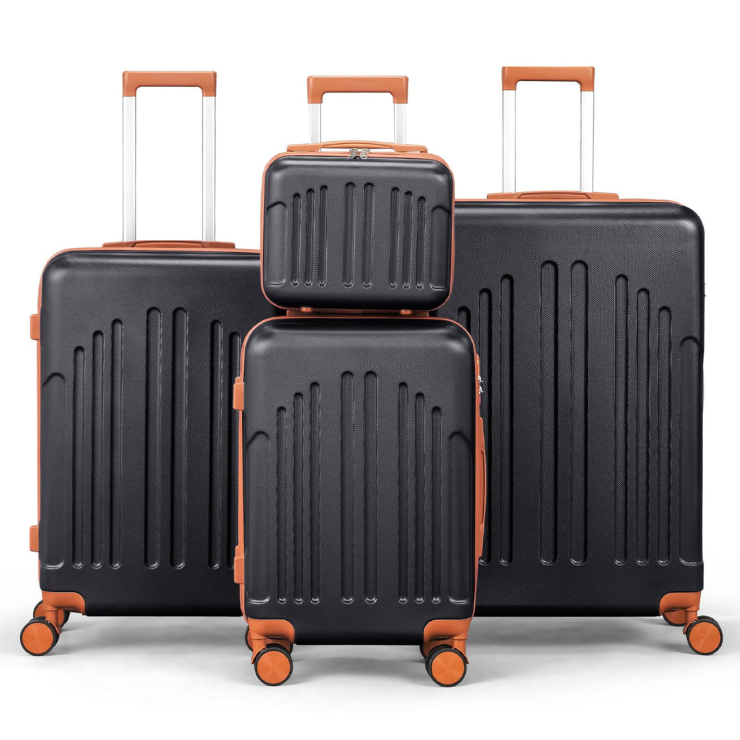 LALAHO Kofferset 4 teilig Hartschale mit Kosmetikkoffer, Koffer Set 4 Stück aus ABS, Reisekoffer mit