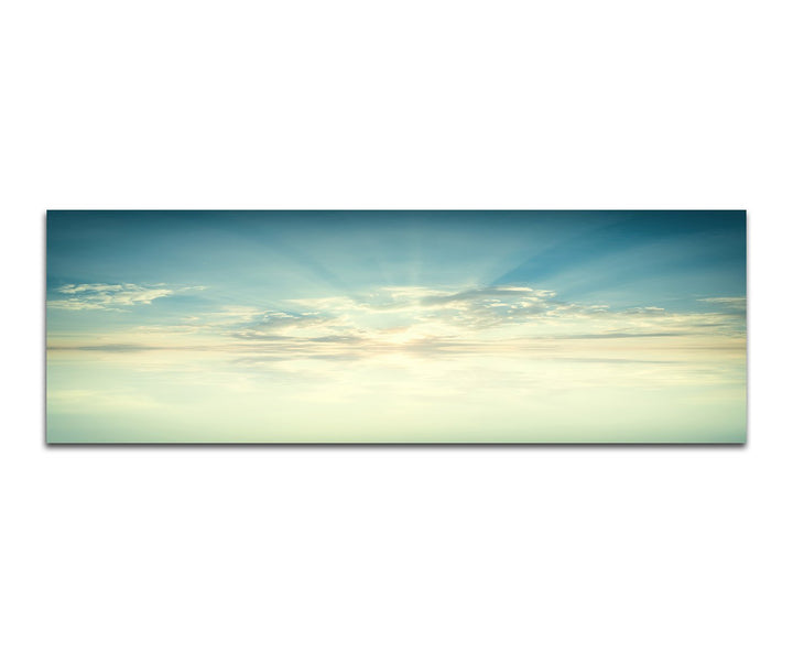 Paul Sinus Art Panoramabild auf Leinwand und Keilrahmen 150x50cm Wasser Himmel Wolken Sonnenlicht Re