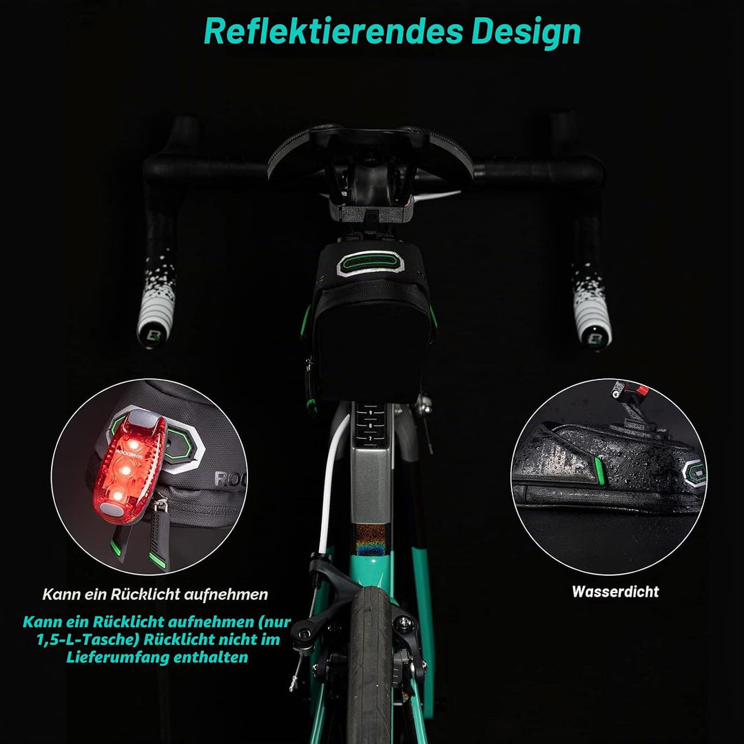 ROCKBROS Fahrrad Satteltasche Fahrradtasche für MTB Rennrad Wasserdicht Stossfest Sitztasche Schwarz