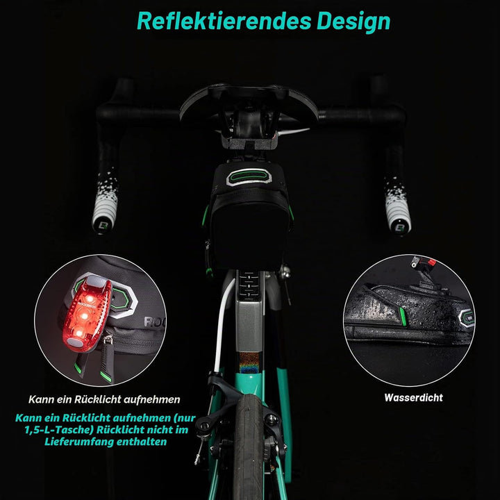 ROCKBROS Fahrrad Satteltasche Fahrradtasche für MTB Rennrad Wasserdicht Stossfest Sitztasche Schwarz