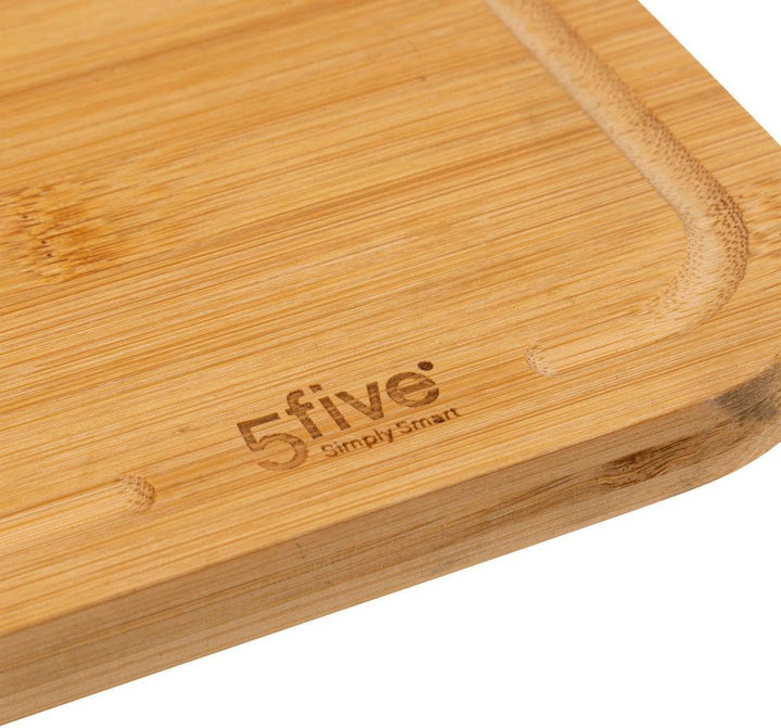 5five – Set mit 2 Bambus-Schneidebrettern – 35 x 25 cm und 22 x 15 cm, mit Nut – Küchenutensil