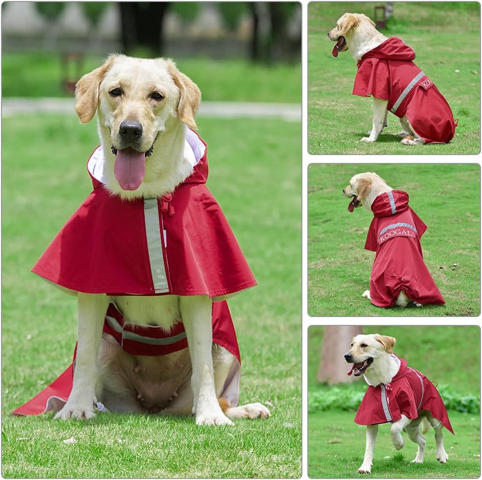 Grosse Hunde Regenjacken Mit Kapuze,Hunde Regenmantel,Mit Reflektierenden Sicherheitsstreifen, Wasse