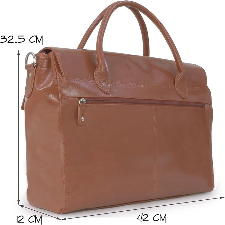Catwalk Collection Handbags - Damen Leder Laptoptasche 17 Zoll - Arbeitstasche Extra Gross - Aktenta