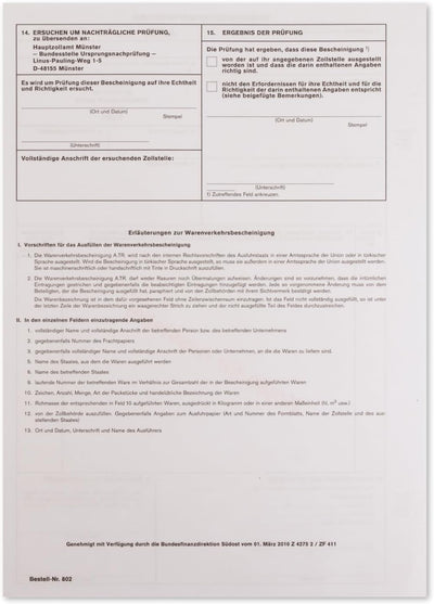 mashpaper A.TR. ATR Warenverkehrsbescheinigung Formular für Laserdrucker Menge wählbar 10, 50 oder 1