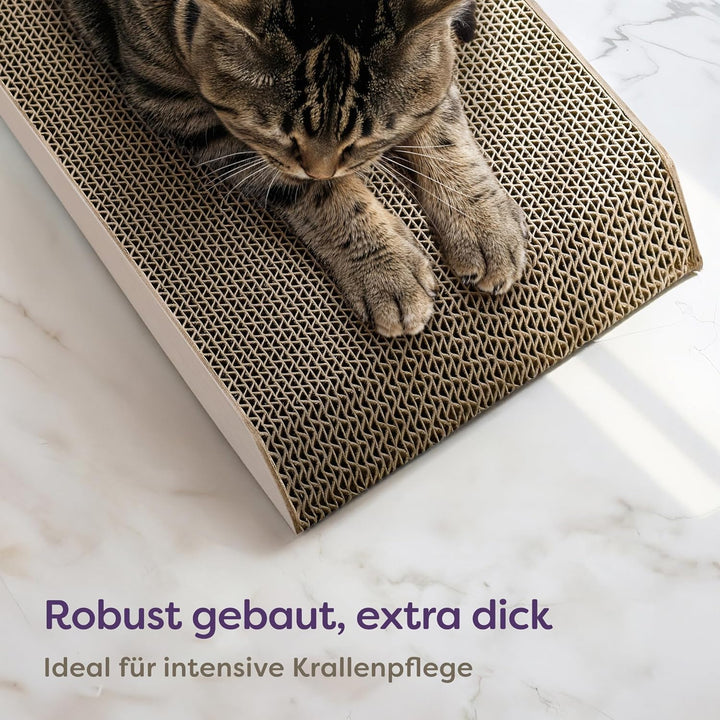 Kratzmöbel Kratzbrett Katze 3-teilig XXL 75cm – Besonders Kratzfeste Kratzpappe zur Krallenpflege –