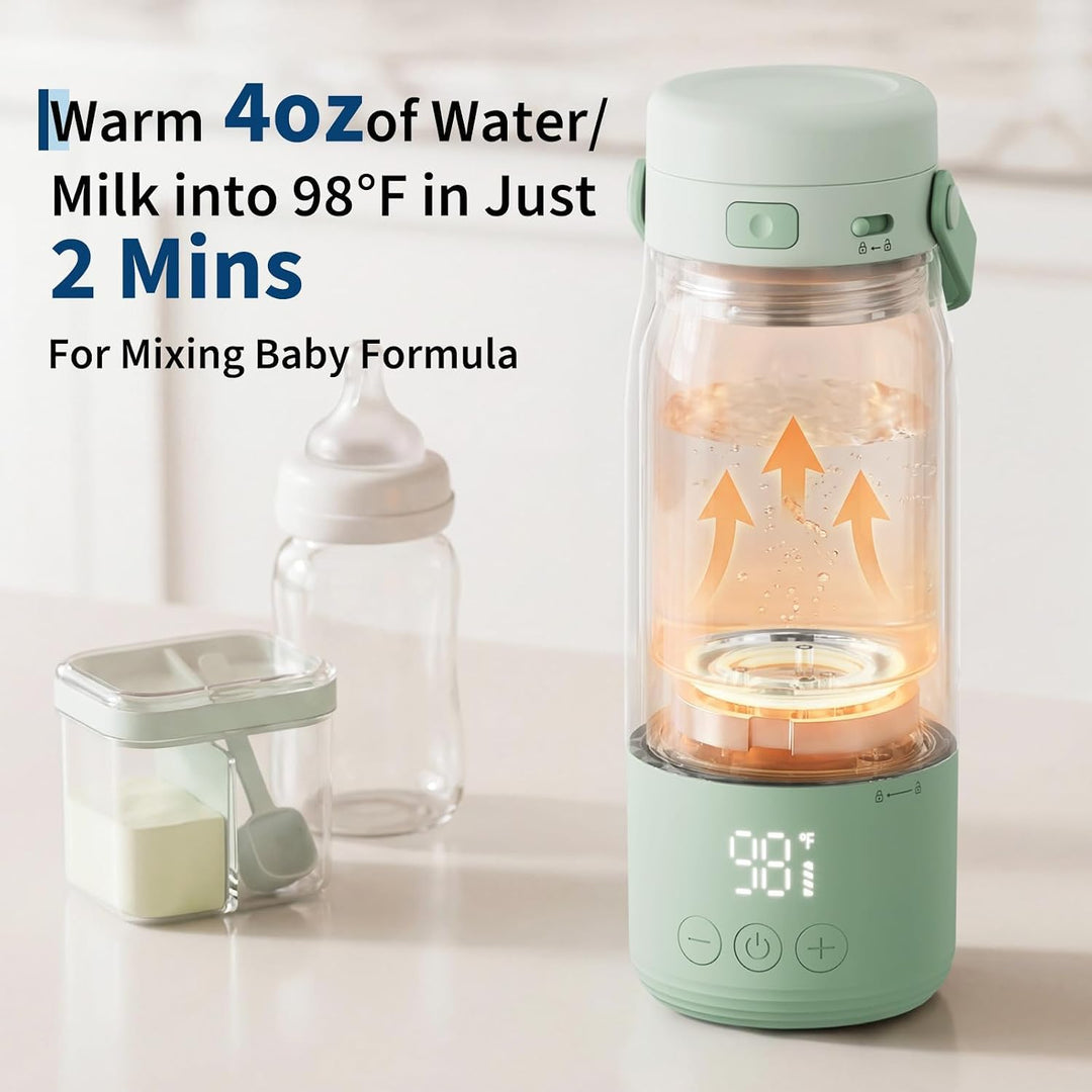 Baby Flaschenwärmer Unterwegs, Mobiler Milcherwärmer Mit Akku, 500ml, LED-Anzeige, 1°c Präzise Kontr