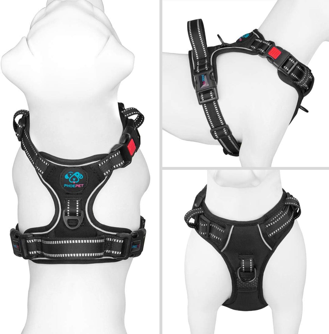 PHOEPET 2 Anti-Zieh-Hundegeschirr für kleine Hunde, reflektierend, verstellbar, mit Clip an der Vord