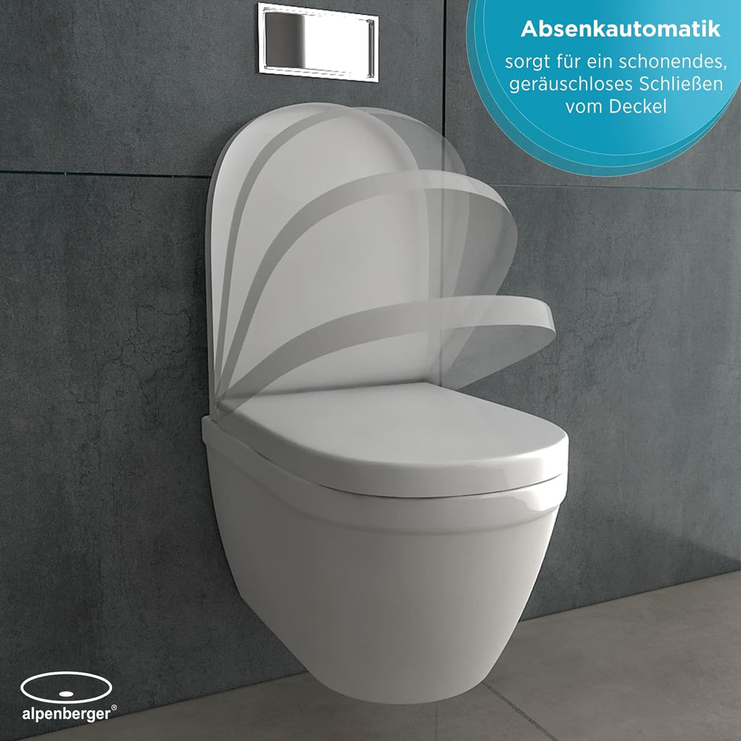 Alpenberger Dusch WC | Toilette mit Intimdusche | Wand WC mit Bidet Funktion | Hänge WC Spülrandlos