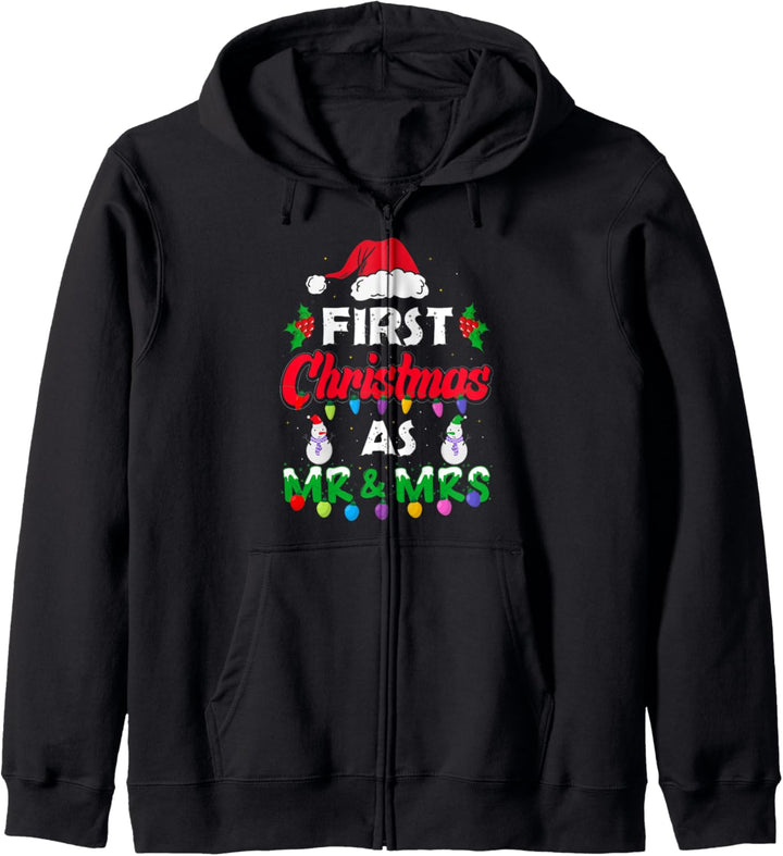 First Christmas As Mr & Mrs 2021 Brautpaar Kapuzenjacke