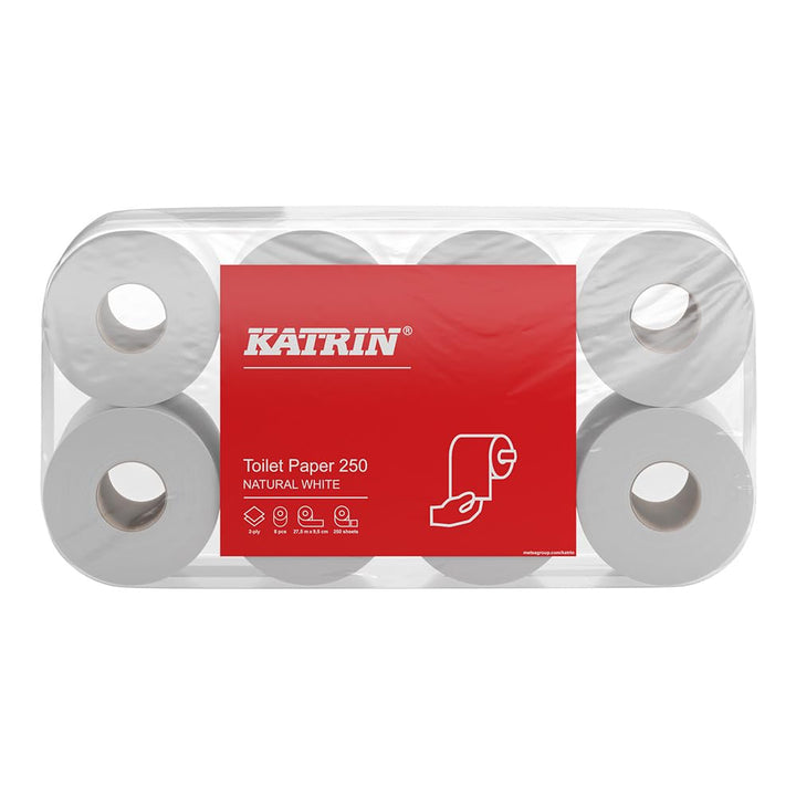 Toilettenpapier Katrin Basic natur, 2-lagig, 250 Blatt, 8x8=64 Rollen im Folienbeutel #169505