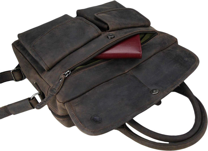 Greenburry Premium umhängetasche Herren - Aktentasche aus Echtem Leder - Mit extra vielen Fächern -