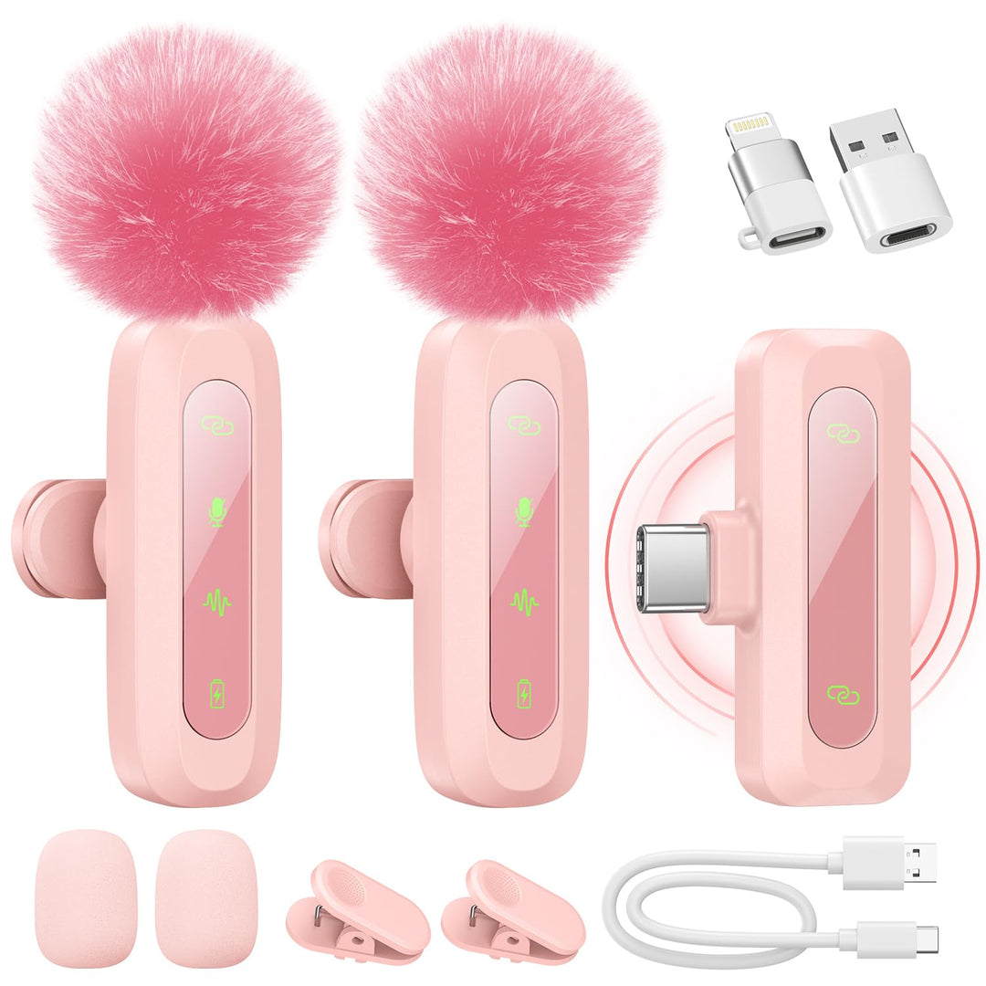 Kabelloses Lavalier-Mikrofon für iPhone, iPad, Android-Handy, 2er-Pack Mini-Mikrofon mit Rauschunter