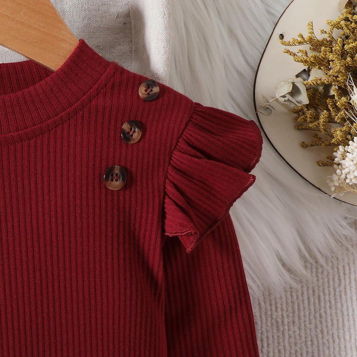 Kleinkind Baby Mädchen Kleidung Langarm Gerippte Oberteile Plaid Tweed Muster Rock Baskenmütze Herbs