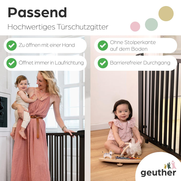 Geuther 2732+ schwenkbares Türschutzgitter, TÜV/GS zertifiziert, Türgitter, Treppenschutzgitter (58