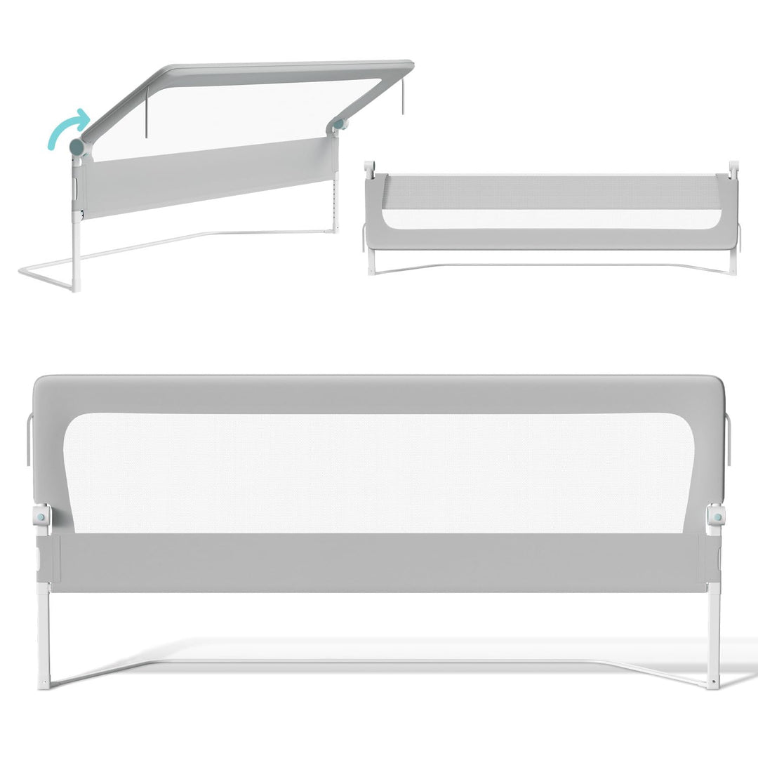 Bettschutzgitter 180×68 cm Rausfallschutz Bett – halb klappbares Bettgitter für Baby & Kleinkind, hö