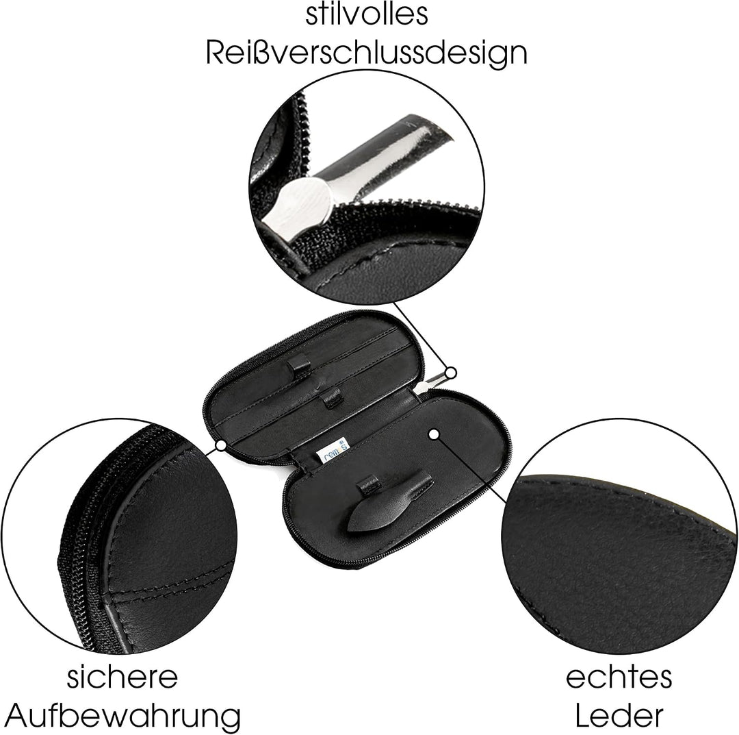 REMOS Nageletui leer aus echtem Leder zum Bestücken mit 5 Instrumenten - schwarz, Schwarz
