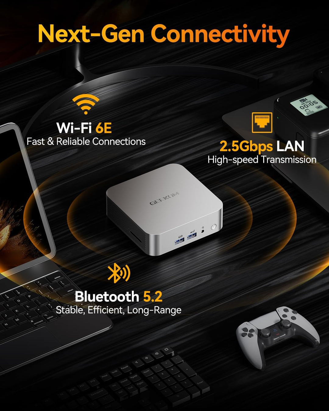 GEEKOM A8 Mini PC, AMD Ryzen 7 8845HS (8 Kerne 16 Threads, bis zu 5,1 GHz) Mini Gaming PC Windows 11