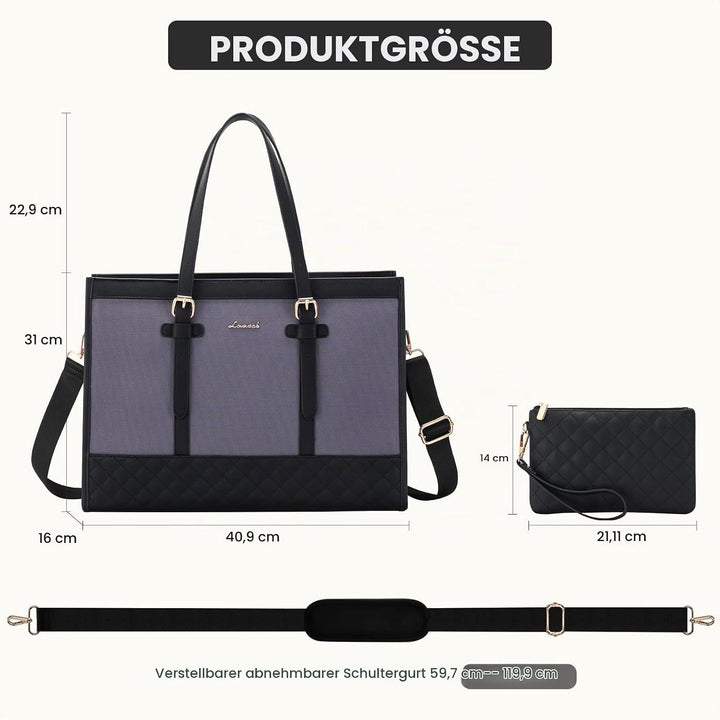 LOVEVOOK Handtasche Damen aus Leder &amp; Canvas, Laptoptasche 15,6 Zoll, Lehrertasche Aktentasche gross