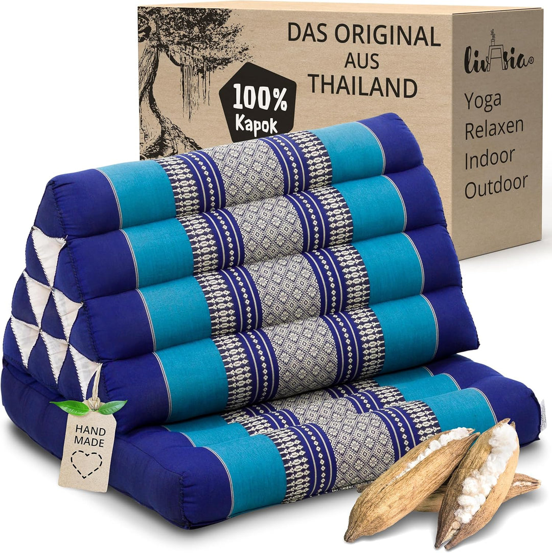 livasia Thaikissen mit 1 Auflage, Dreieckskissen mit Sitzkissen, Keilkissen mit Kapok, Rückenkissen