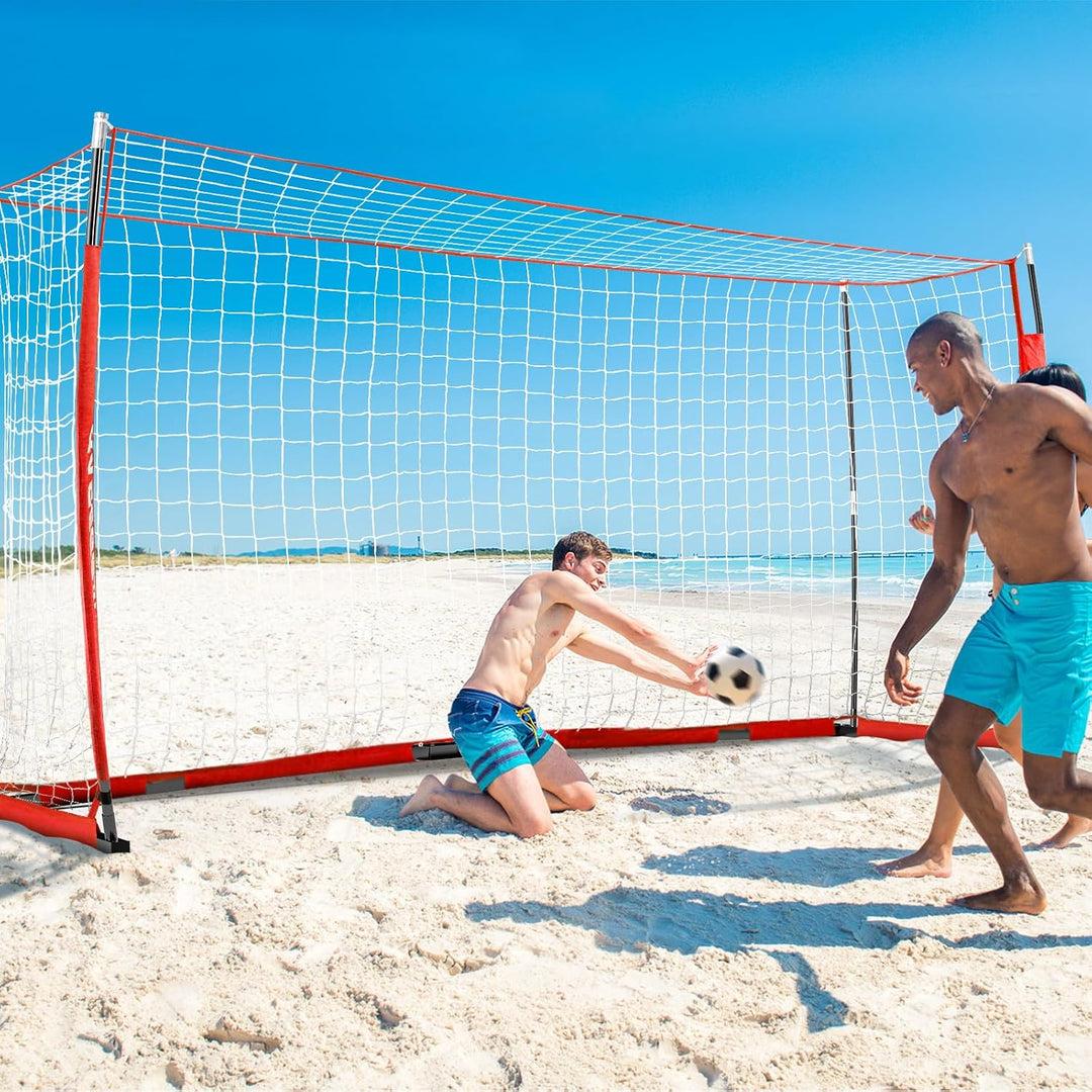 Fussballtor Outdoor [180cm/240cm/365cm], Faltbares Fussballtor Garten & Training mit Koordinationsle