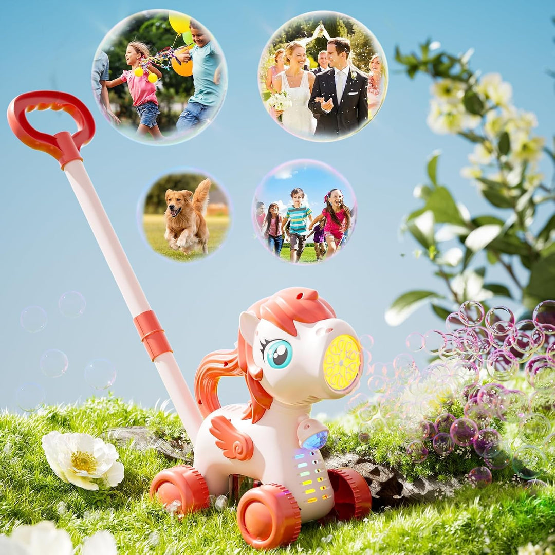 TOY PLAYER Pink Bubble Rasenmäher für Kleinkinder, Automatische Blasenmaschine für Kinder, Sommer Ou