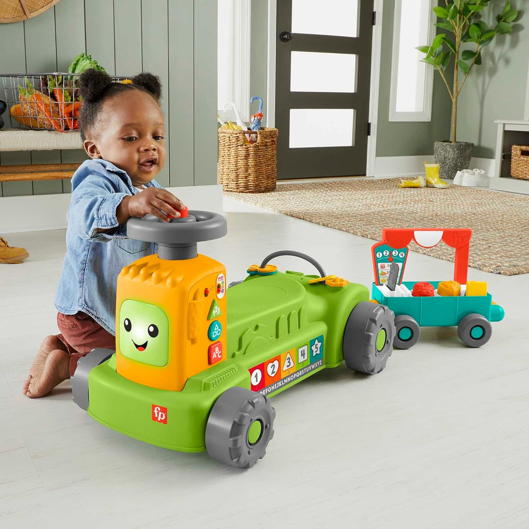 FISHER-PRICE Lernspass 4-in-1 Markt-Traktor - Lernspielzeug zum Ausitzen und Hinterherziehen, mit Sm