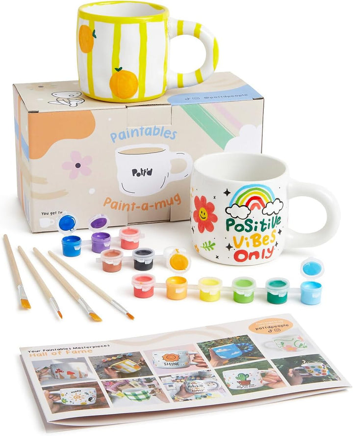 Pott'd Paintables Tasse Malset Einzel- oder Doppel-Keramik-Malset für Erwachsene Keramik Malset enth
