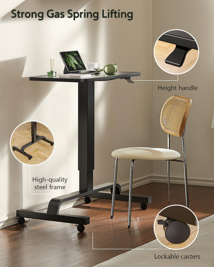 WALKINGDESK Stehpult Höhenverstellbar Schreibtisch mit 4 Rollen, Mobiler Stehtisch 60 x 40cm, Kleine