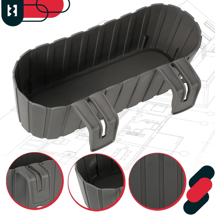 KOTARBAU® 4er Set Blumenkasten für Balkon - 40 x 15 x 15 cm - Blumenkasten für Balkongeländer - Balk