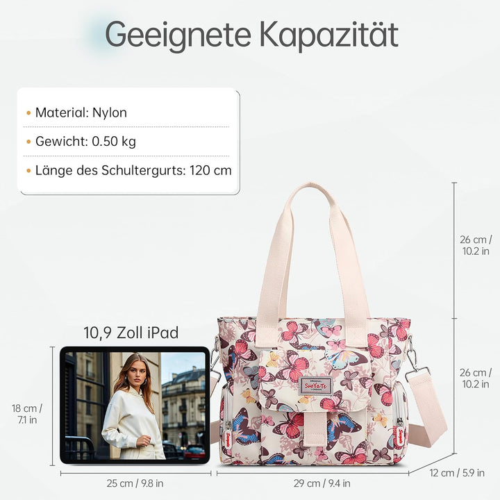 DIRRONA Bunte Damenhandtaschen Modedruck Umhängetasche Multi Pocket Multi Fach Crossbody Bag Beiläuf