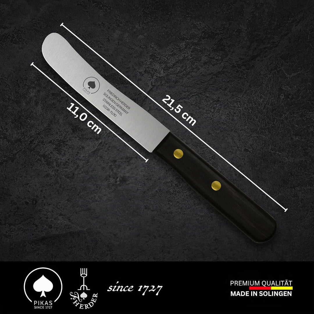 PIKAS - Solingen Messer, Thermonuss Holzgriff, Premium Buckelmesser, Küchenmesser, Frühstücksmesser,