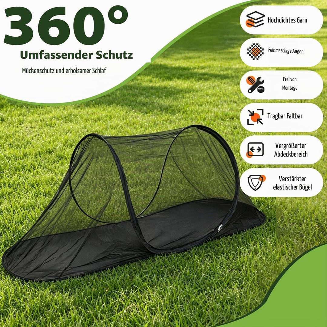 Pop-Up Moskitonetz, Bettzelt für Reisen, Camping und Zuhause, Faltbares Mückennetz (Schwarz)