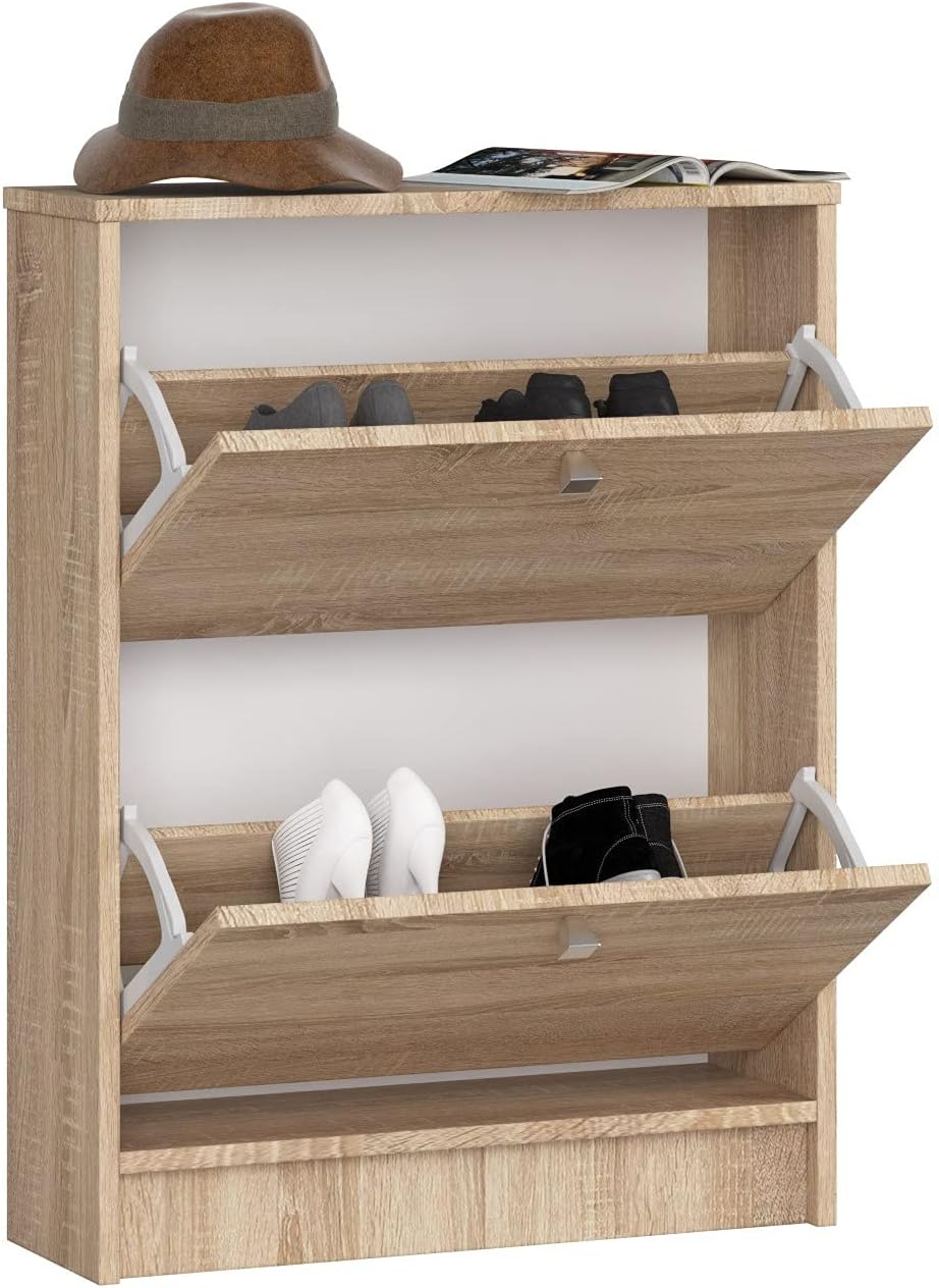 AKORD Schuhschrank mit 2 Schuhkippern | Schuhkipper | Schuhregal geschlossen | Schuhbank | Schuhaufb