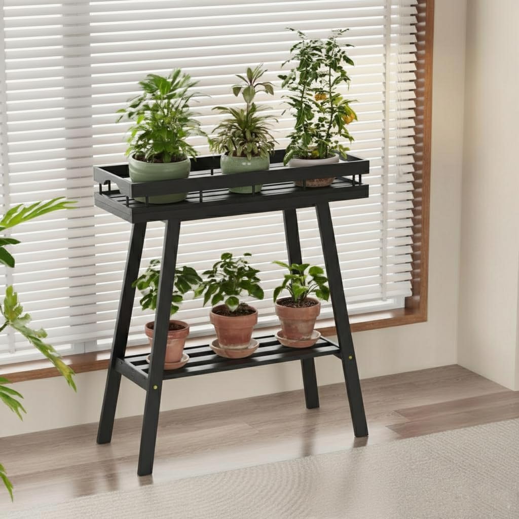 BAMBANG Pflanzenständer Blumenständer Pflanzenregal Blumenbank Breit Bambus für Innen,Blumenregal Bl
