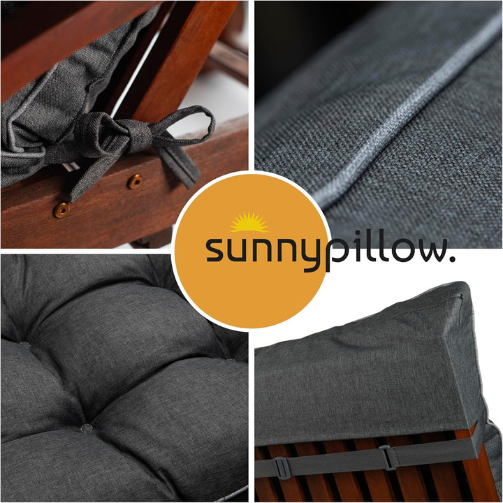 sunnypillow Liegenauflage 200 x 60 - Auflage für Gartenliege extra dick 13cm - Outdoor, wasserdicht,