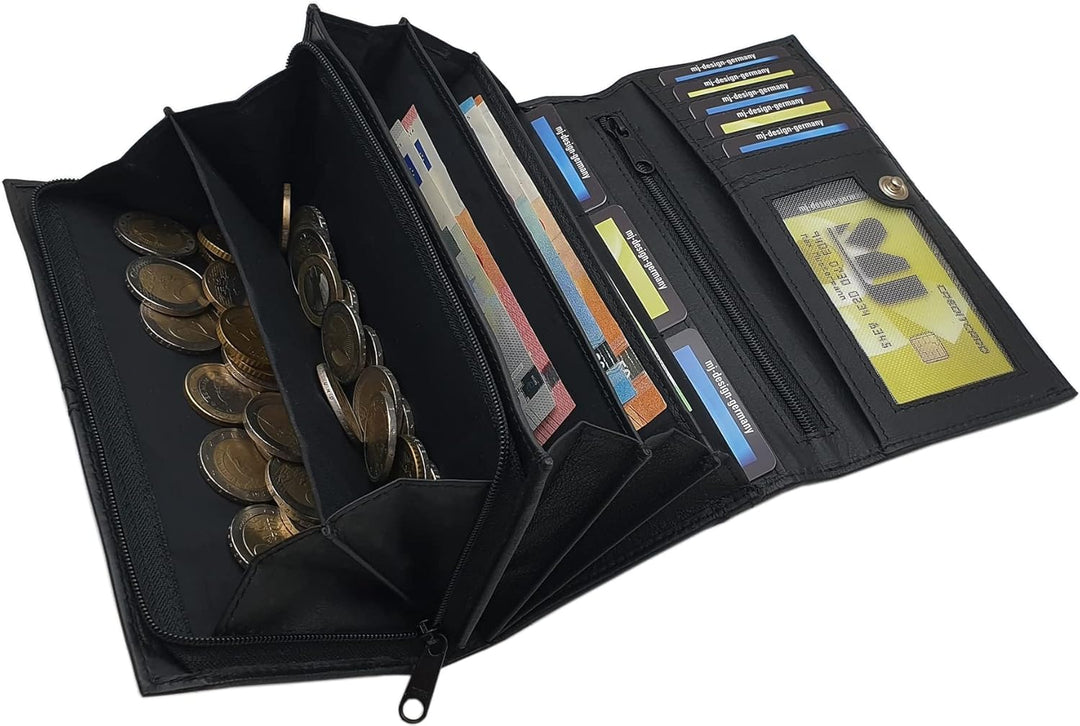 Grosse Kalbsleder Damen Geldbörse/Geldbeutel/Portemonnaie/Portmonaise/Geldtasche/Portmonee MJ-Design