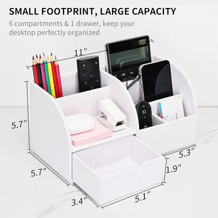 KINGFOM Büro Schreibtisch Organizer Ordnungssystem Tisch Organizer PU Leder Stiftehalter Stiftebox S