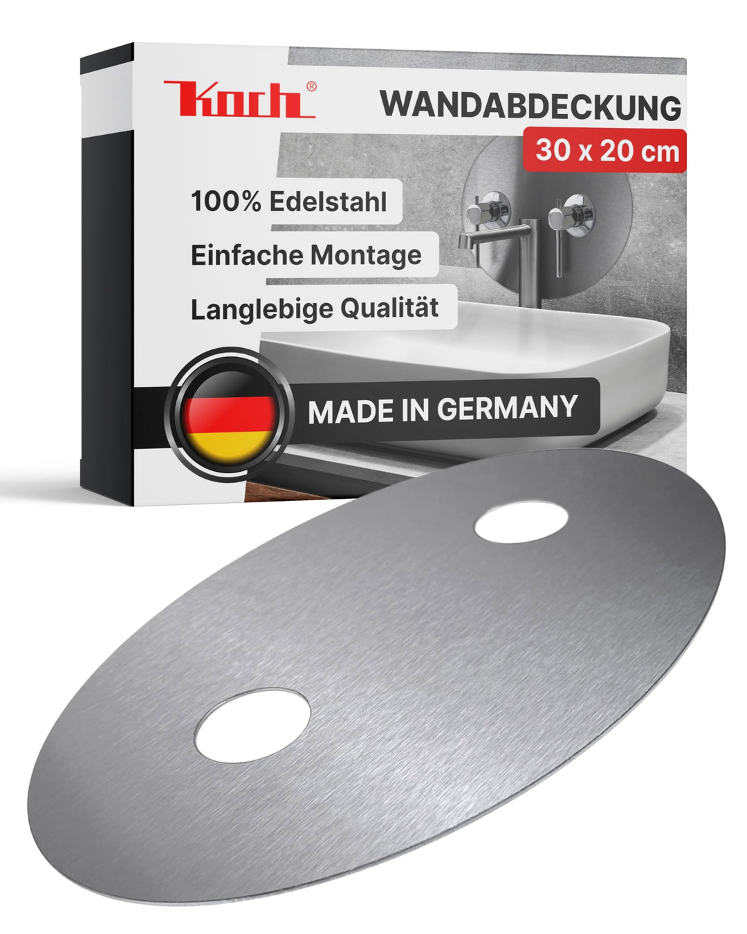Koch #80 Hygienische Wandabdeckung Platte 30 x 20 cm für Armatur Dusche + Bad - antibakteriell, säur