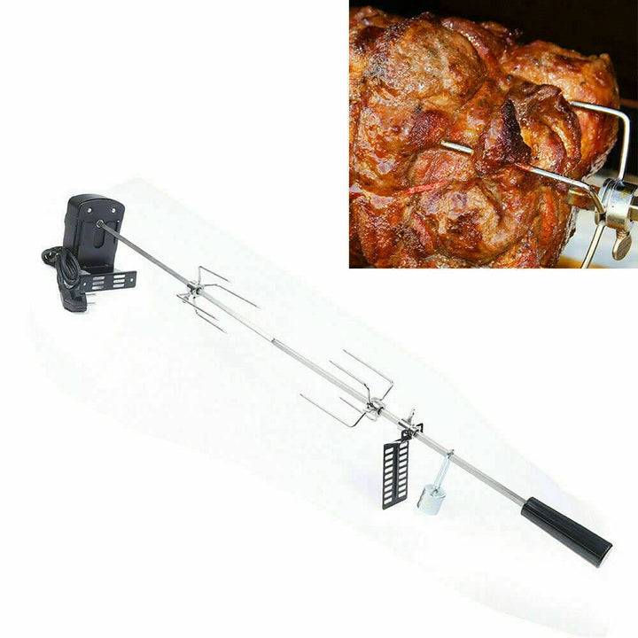 Drehspiess, Edelstahl Grillspiess Set 80cm Elektrischer Drehspiess Grill mit Motor 220-240V Hähnchen