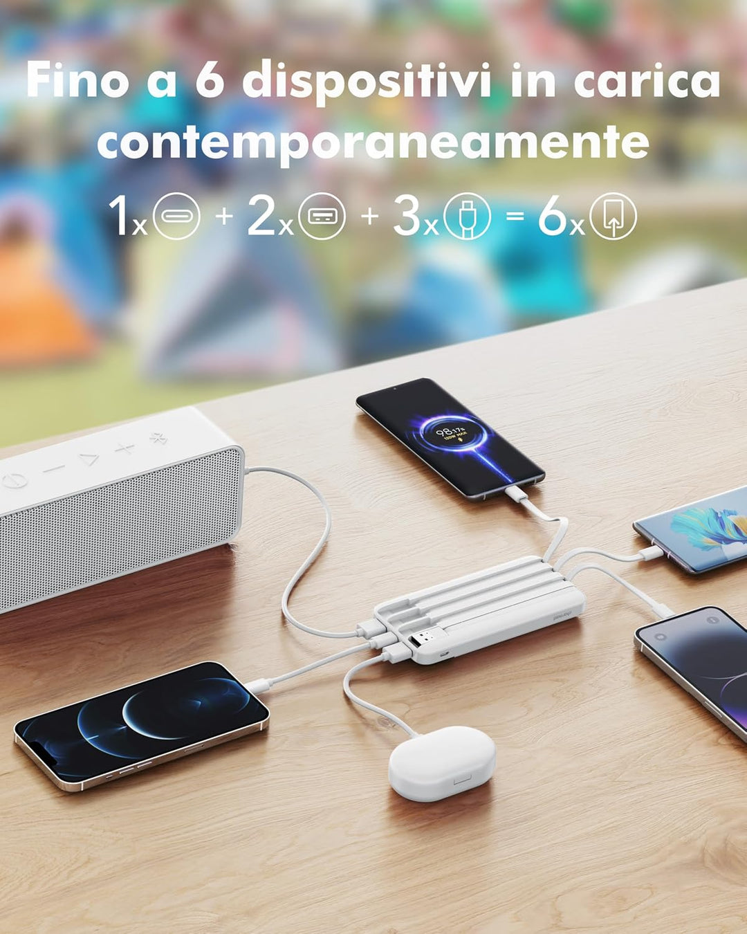 Charmast Power Bank, 22,5W Powerbank 20000mAh mit USB-C Kabel und LED-Display, PD3.0 QC4.0 Externe H