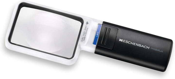 Eschenbach OPTIK Lupe Handlupe mit LED-Beleuchtung mobiluxLED 75x50mm, 15113, 3,5 x Vergrösserung, 7
