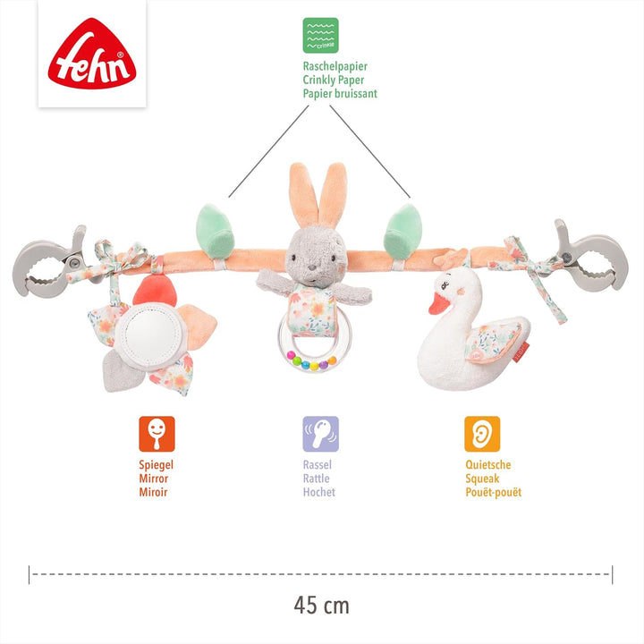 Fehn Kinderwagenkette Spielzeug Schwanensee – Baby Mobile Kette mit niedlichen Figuren zum Aufhängen