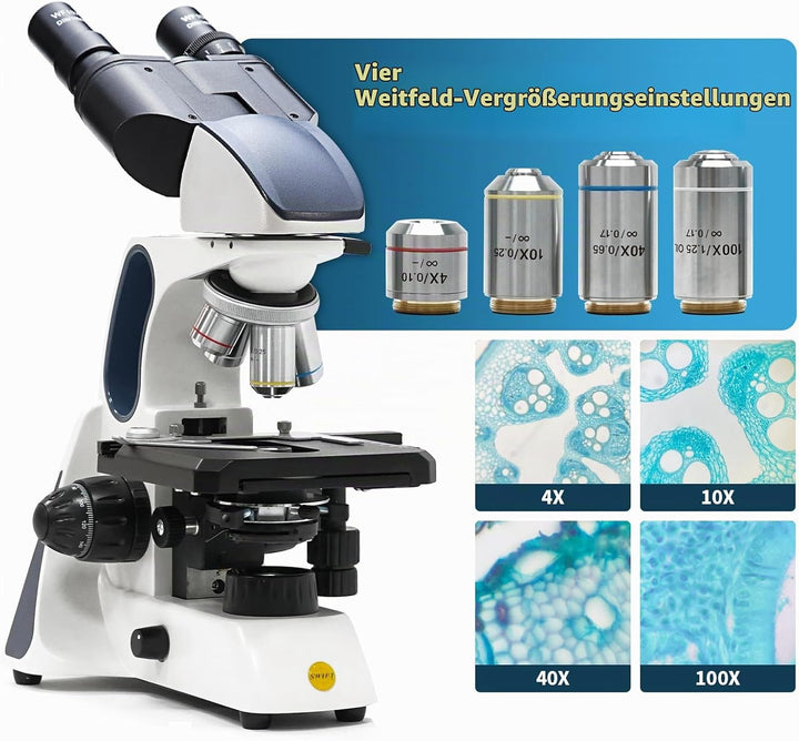SWIFT SW400 Binokulares Compound-Mikroskop, 40X-2500X, Unendliches optisches System, Labor-Mikroskop