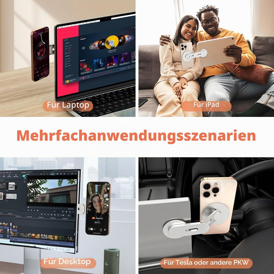 Magnetische Laptop Handy Ständer [110° Faltbar & 180° Einstellbare], Metall Handyhalterung Kompatibe