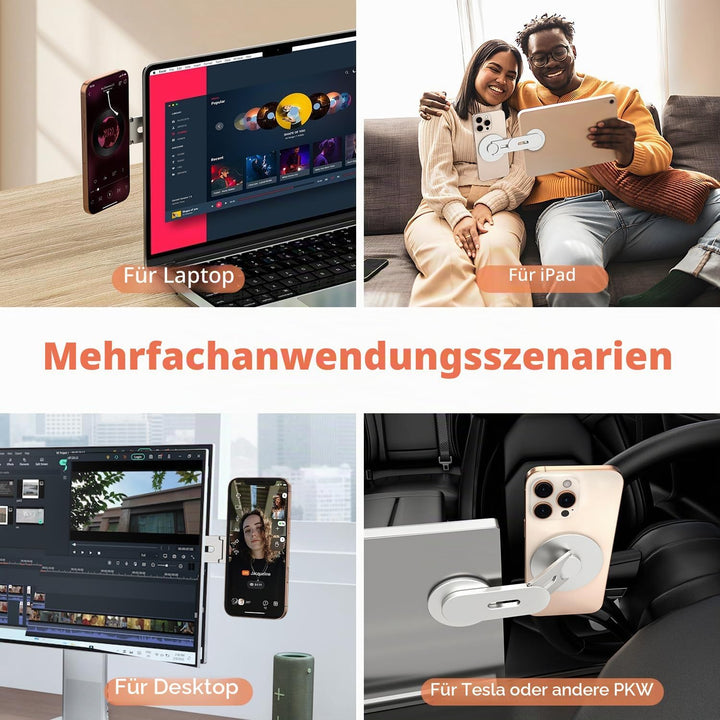 Magnetische Laptop Handy Ständer [110° Faltbar & 180° Einstellbare], Metall Handyhalterung Kompatibe