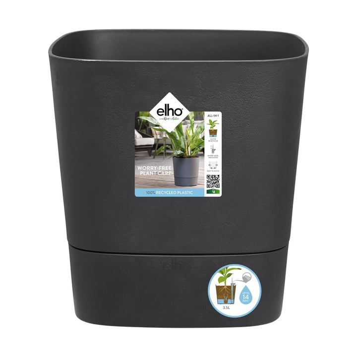 elho Greensense Aqua Care Quadrat 30 mit Integrierte Wasserspeicher - Blumentopf für Innen & Aussen