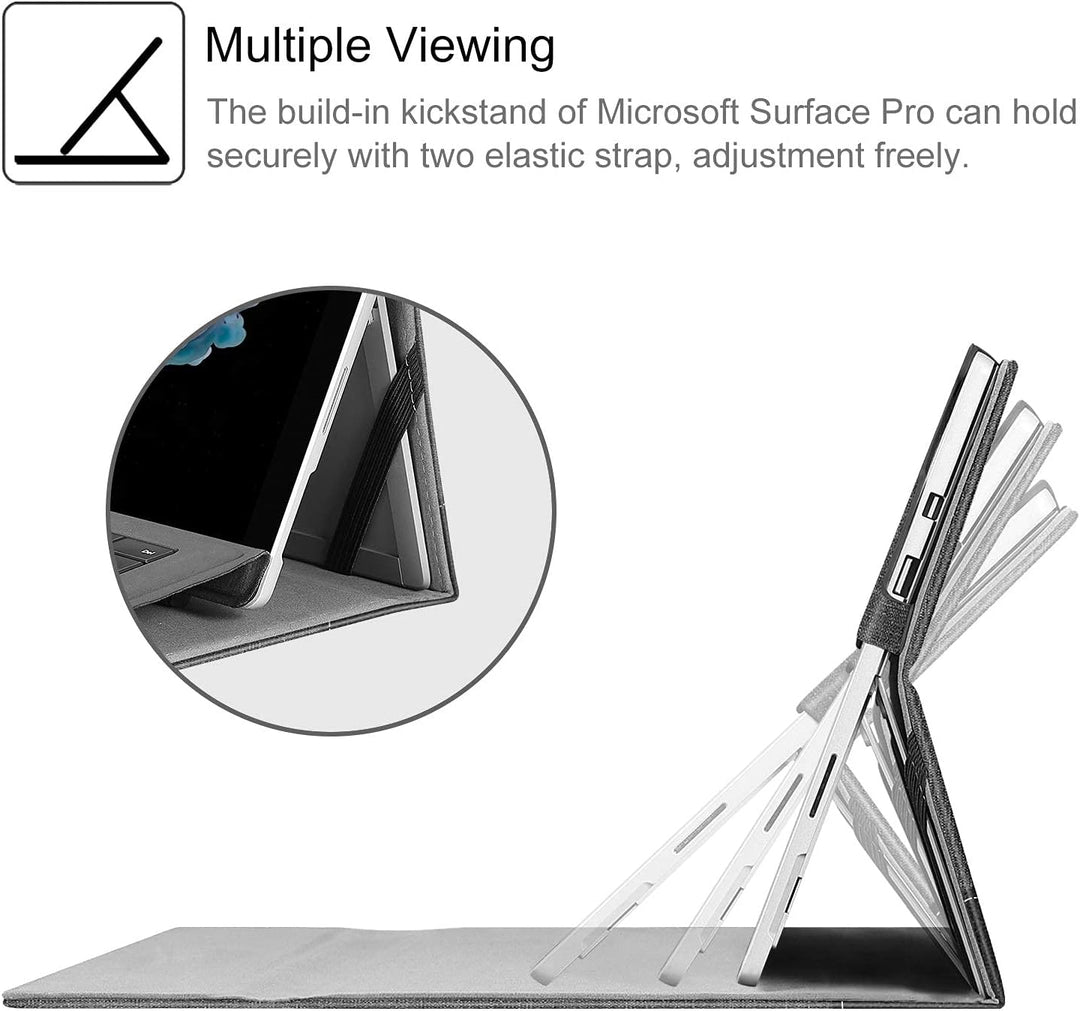 Fintie Hülle für Microsoft Surface Pro 7+ / 7/6 / 5/4 / 3 - Multi-Sichtwinkel Kunstleder Tasche Schu