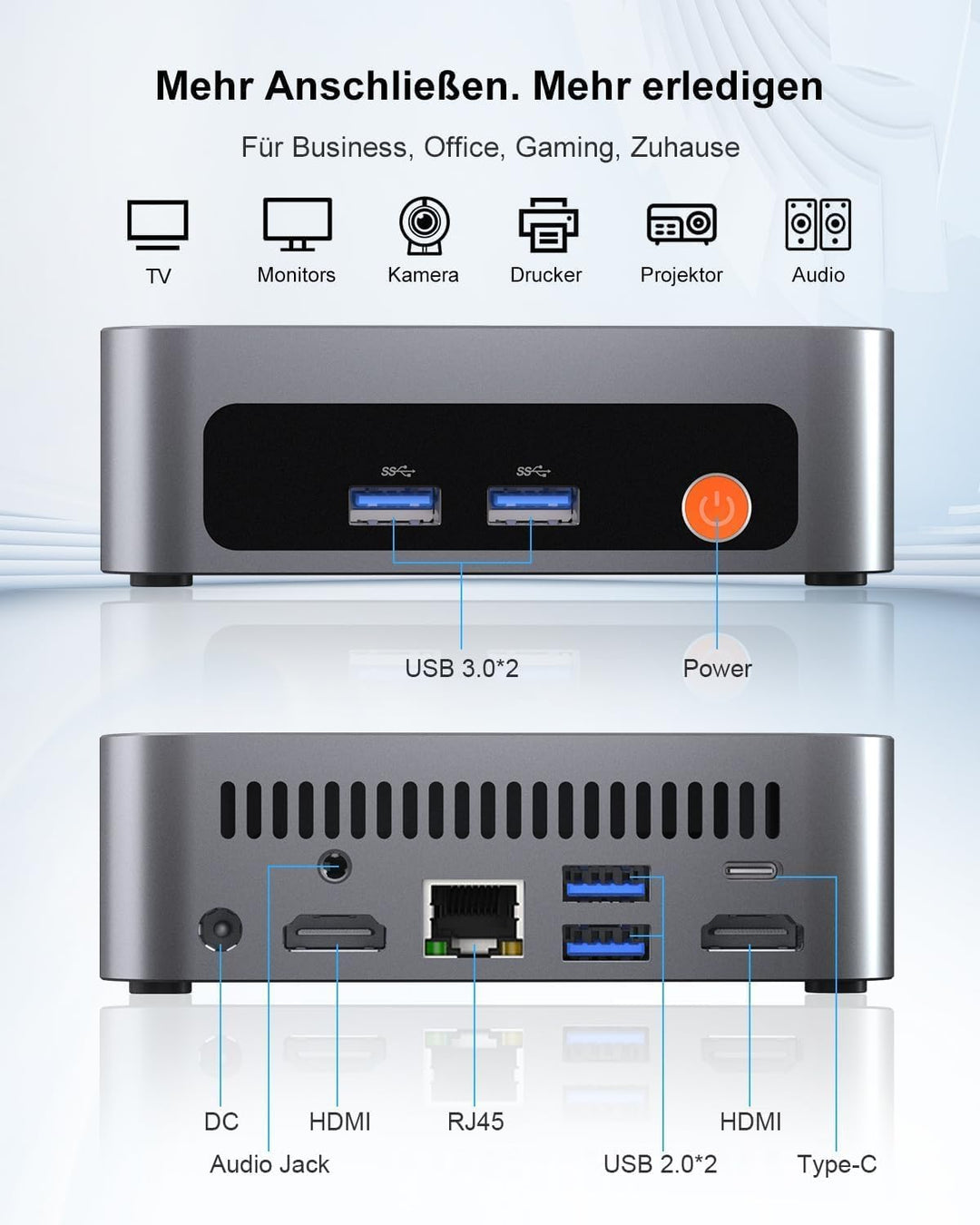 Ninkear Mini PC mit Core i7-1185G7 bis 4,8GHz, (3-Jahren-Garantie), 16GB RAM 512GB SSD, Leistungssta