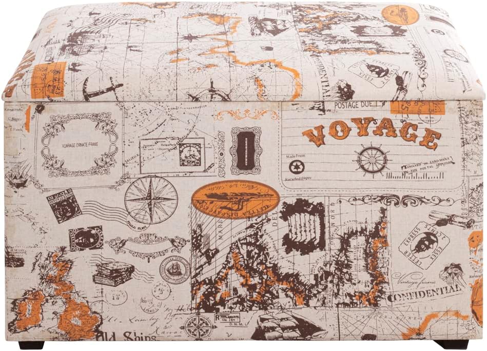 HAKU Möbel Sitztruhe, MDF, Motiv, B 65 x T 40 x H 42 cm Voyage 65 x 40 x H 42 cm Motiv, Voyage 65 x